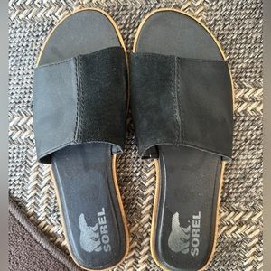 Black Sorel Ella slides